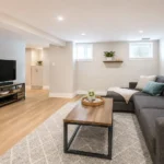 Bright clean and dry finished basement family room